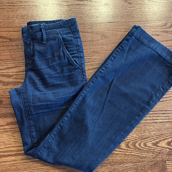 Pilcro and the Letterpress Denim - Pilcro The letterpress Dark Blue wide flare Denim Jeans Anthropologie size 27